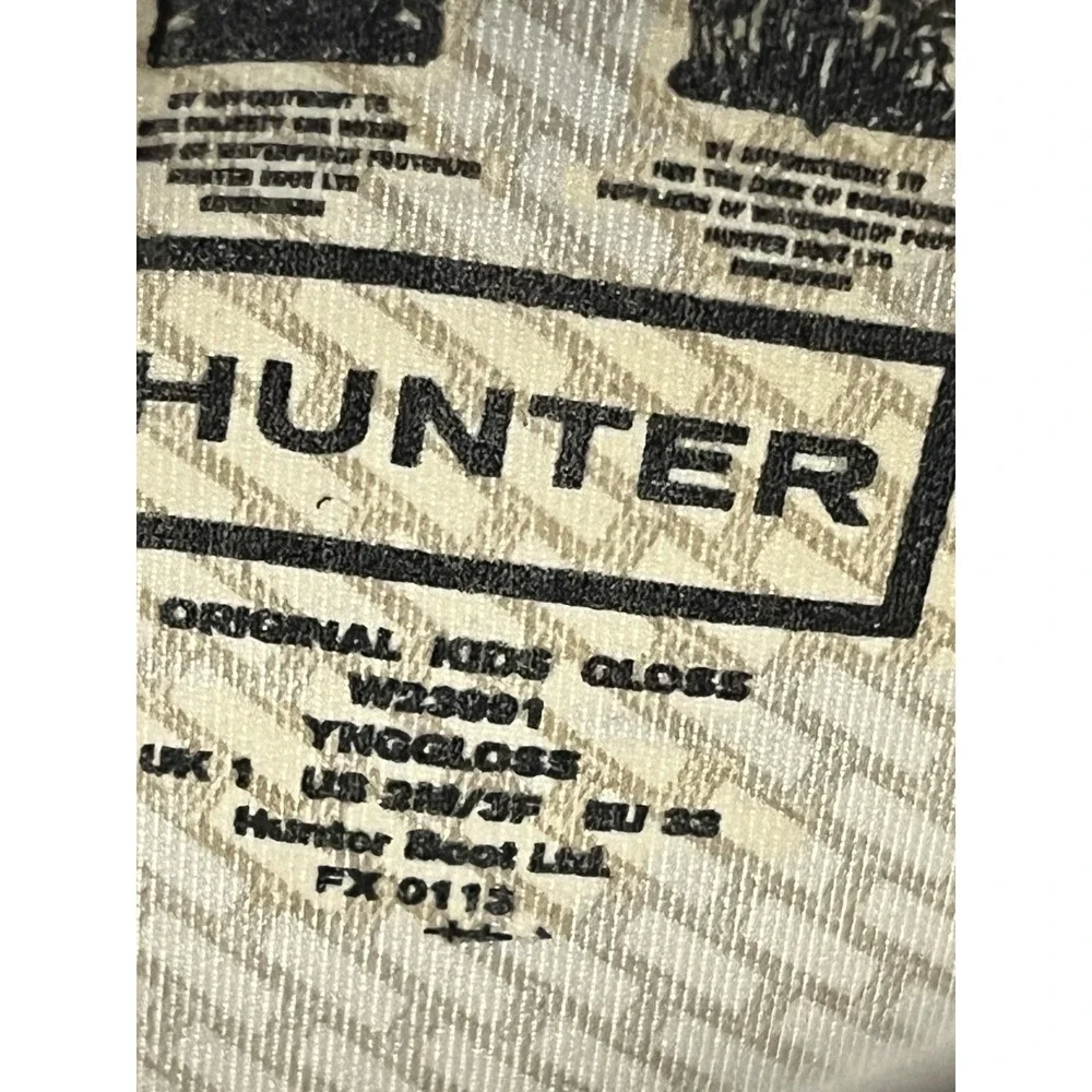 Hunter Kids Black Glossy Original Tall Rain Boots‎ US Size M2 F3